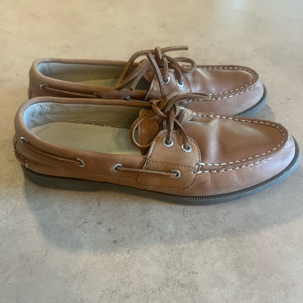 Women's Brown Leather Boat Shoes - Classic Lace-Up - Picture 6 of 7